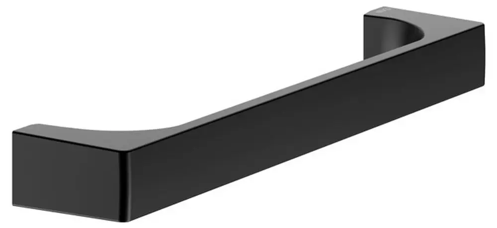 Schwarzer Haltegriff von Keuco in mattem Finish. Schlichte, rechteckige Form, geeignet für Bad oder Wohnbereich.